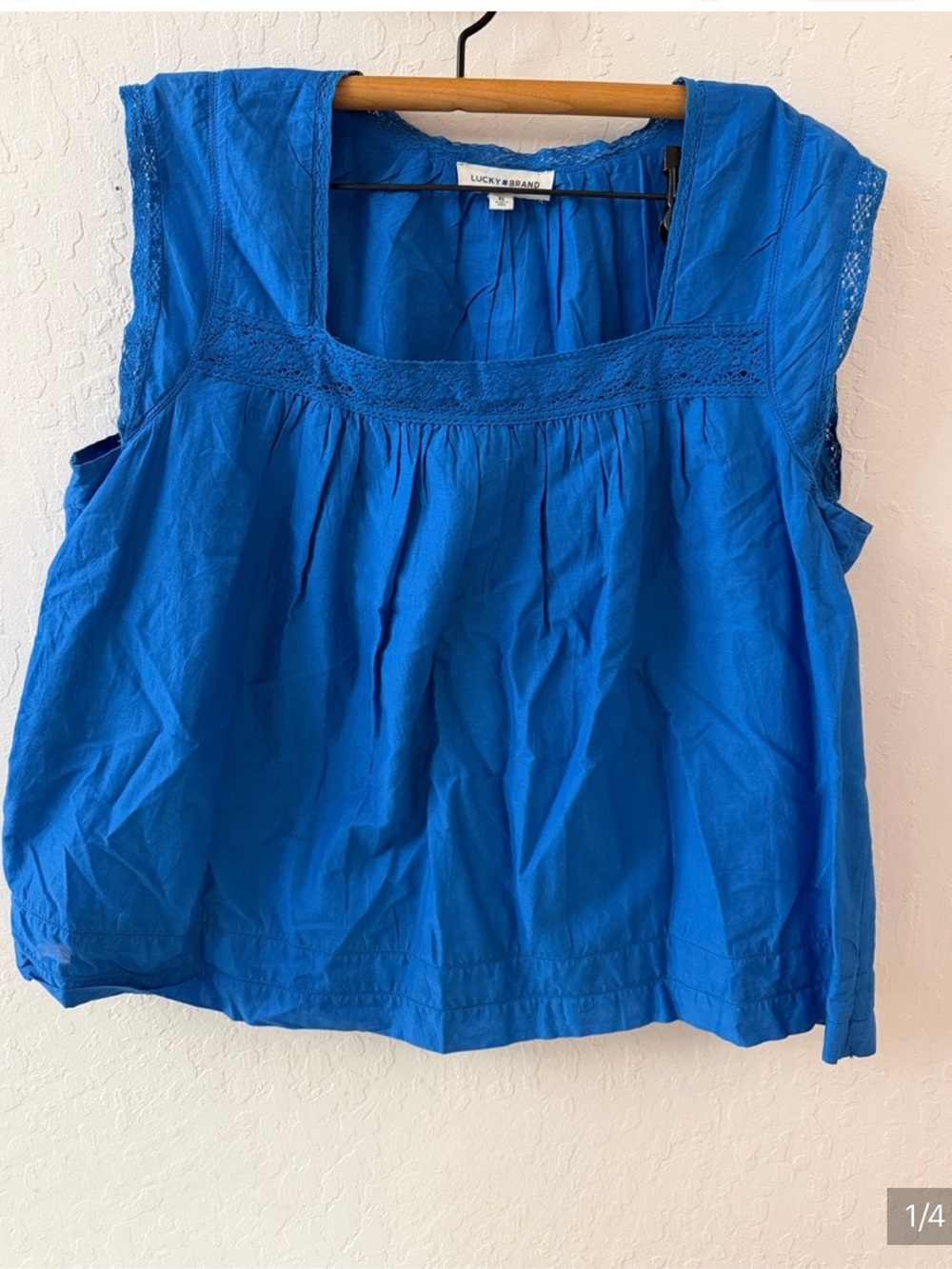 Lucky Brand Blue Eyelet Tank Top XL